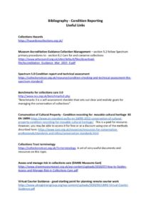 thumbnail of Bibliography – Condition reporting – Useful links